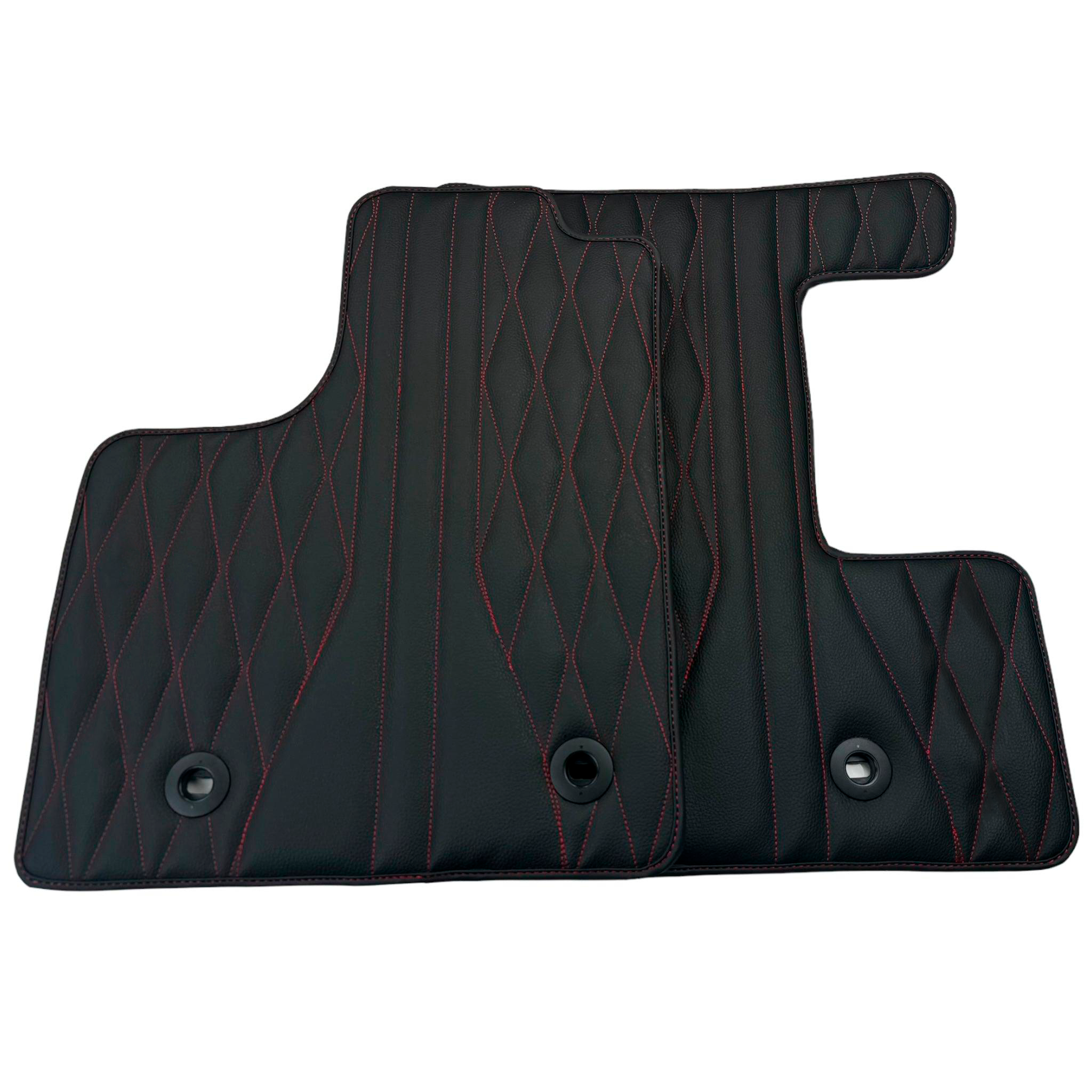 Leather Floor Mats for Lexus LS 600H Long (2007-2013) with Red Stitching