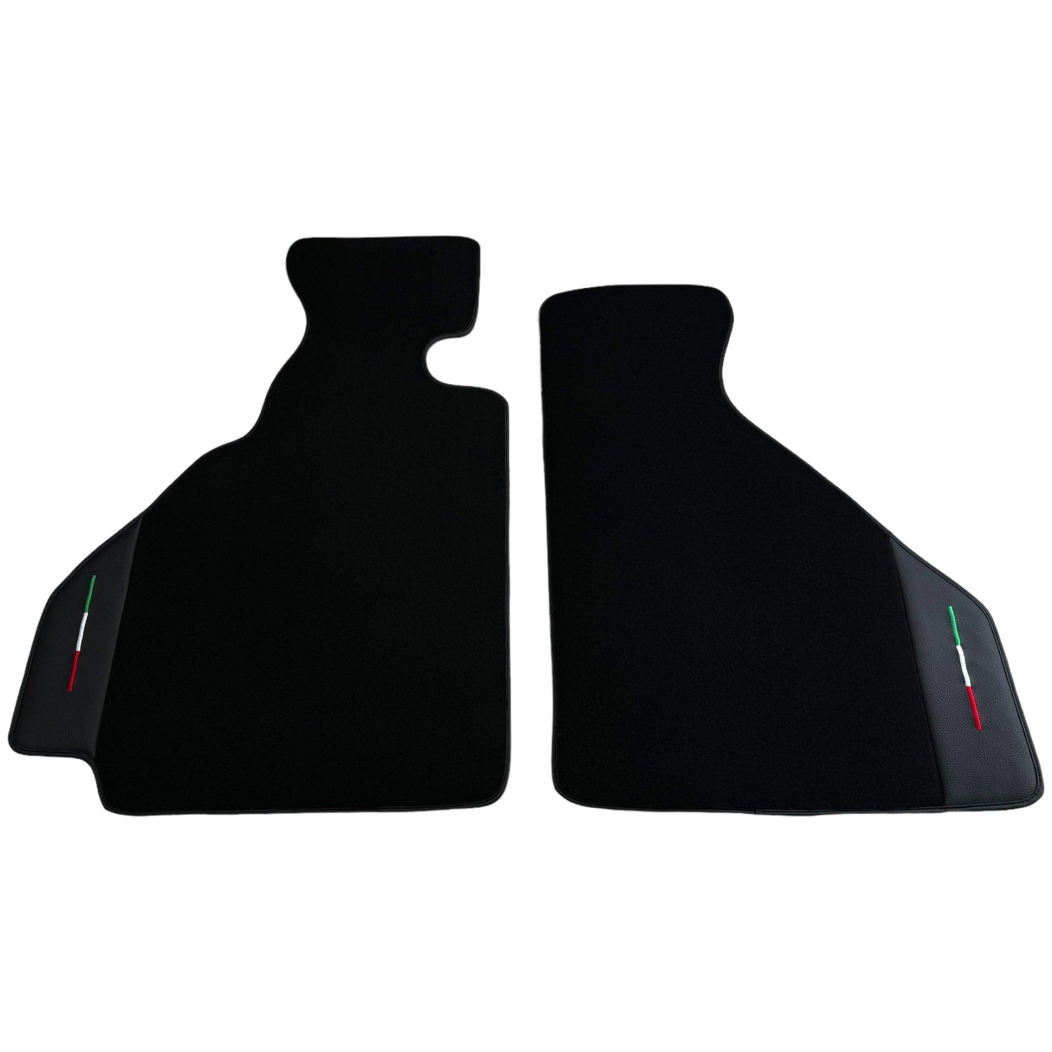 Black Floor Mats for Ferrari 348 TS (1989-1995) with Leather | Italian Edition - AutoWin