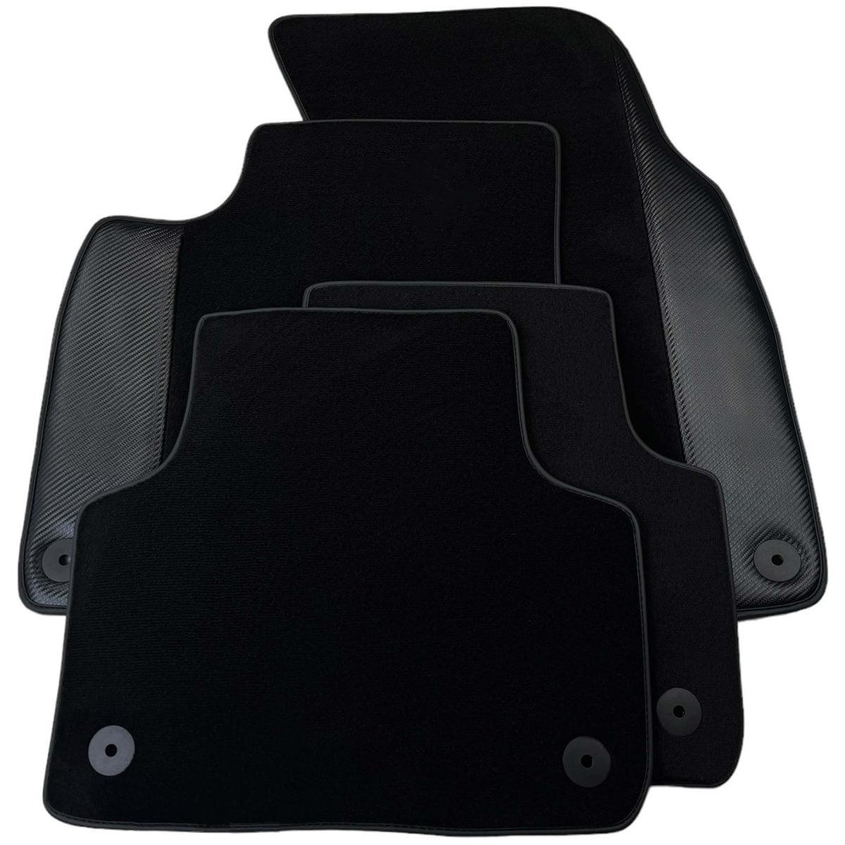 Custom Black Carbon Leather Floor Mats for Audi A8 D3 Long (2002-2010) 