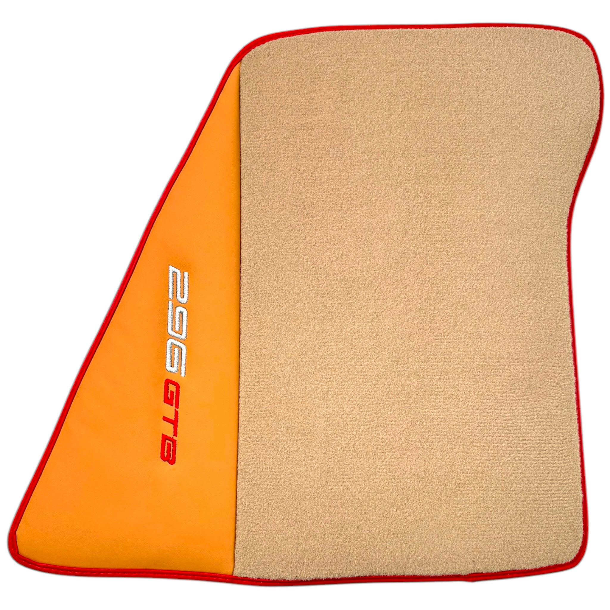 Beige Floor Mats for Ferrari 296 GTB (2022-2024) with Beige Nappa Leather | Red Trim