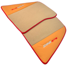 Beige Floor Mats for Ferrari 296 GTB (2022-2024) with Beige Nappa Leather | Red Trim