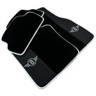 Black Floor Mats for Mini Clubman R55 (2007-2015) with Leather | White Trim