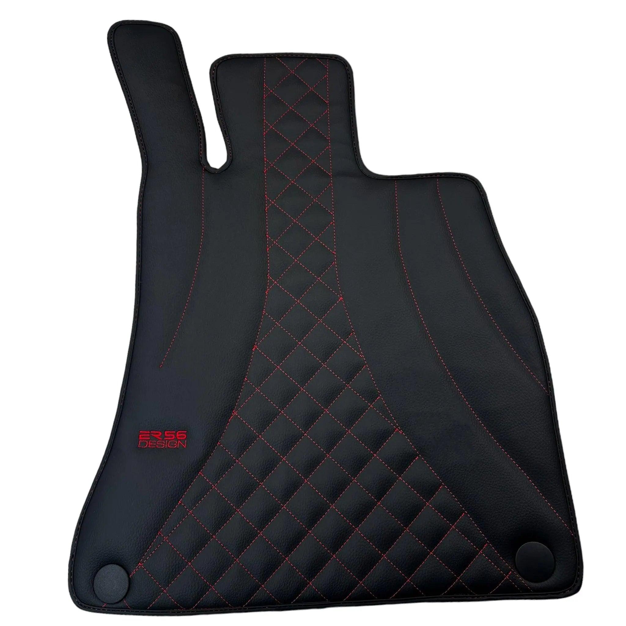 Black Leather Floor Mats For Mercedes Benz C-Class C204 Coupe (2011-2015) | ER56 Design - AutoWin