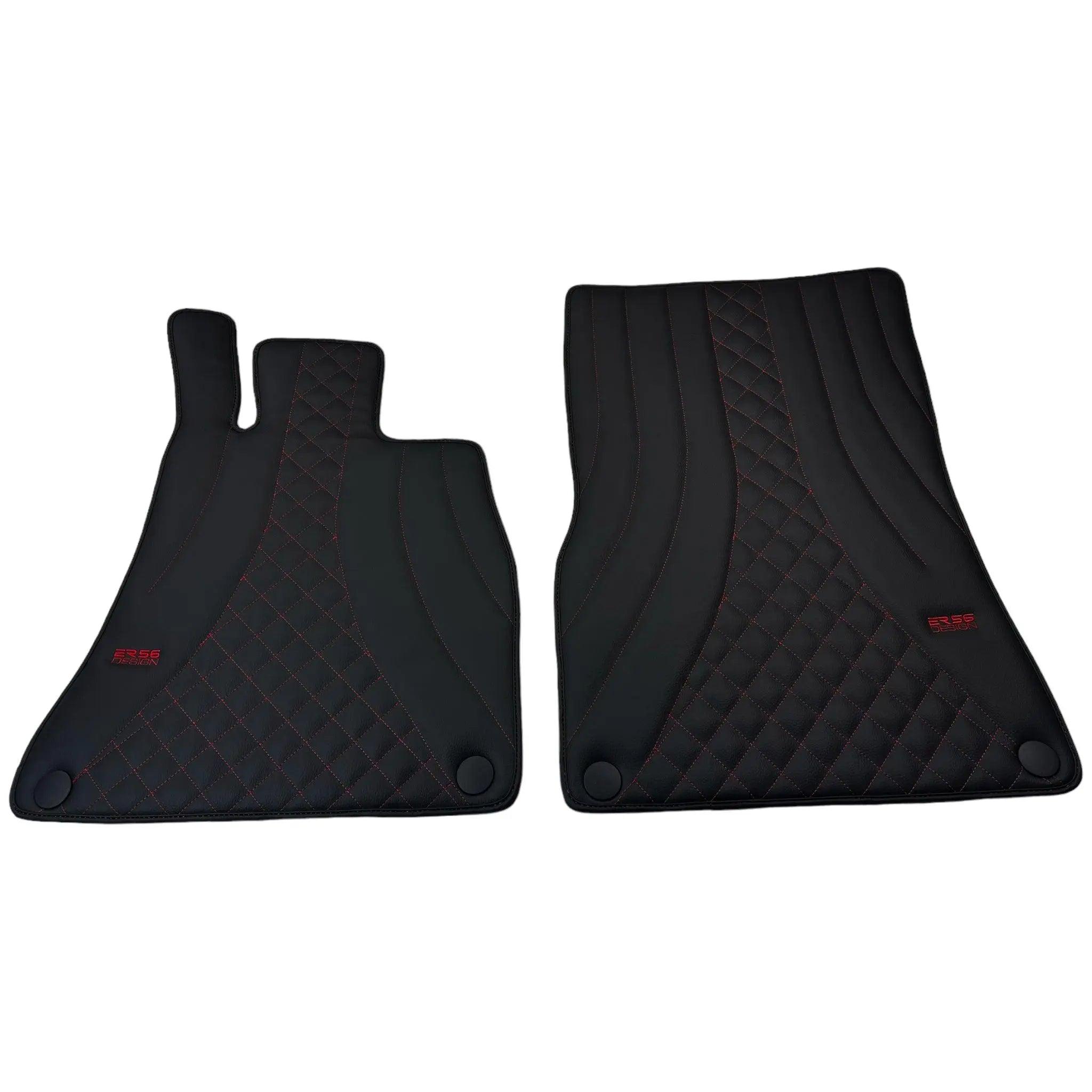 Black Leather Floor Mats For Mercedes Benz C-Class S204 Estate (2007-2014) | ER56 Design - AutoWin