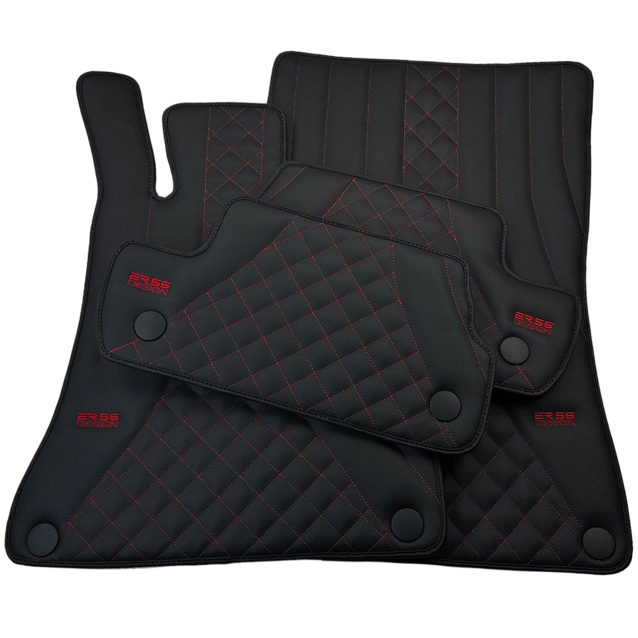 Black Leather Floor Mats For Mercedes Benz C-Class W202 Sedan (1993-2000) | ER56 Design - AutoWin