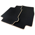 Black Stitched Leather Floor Mats for Maserati GranTurismo Convertible (2023-2024) | Beige Trim