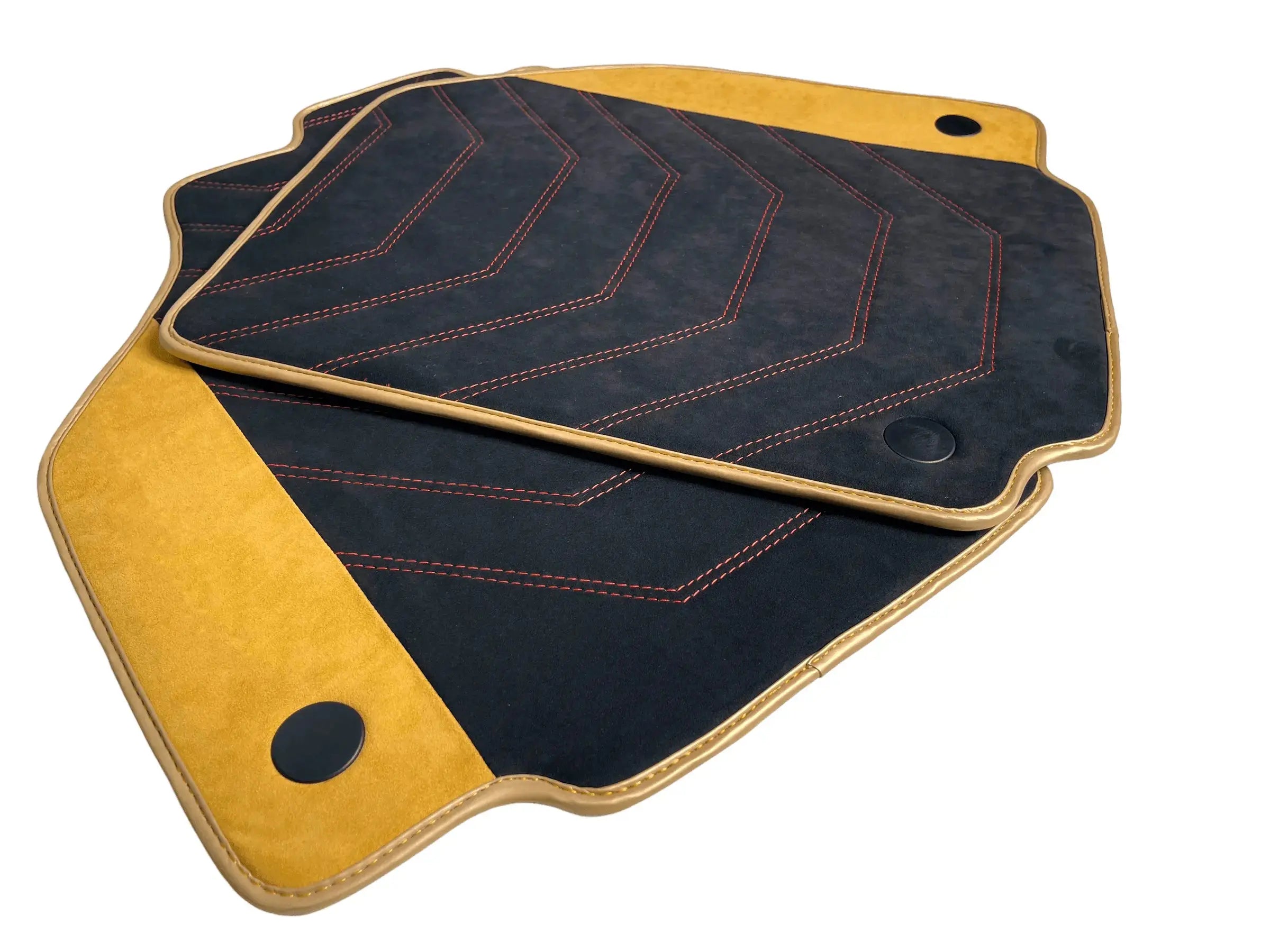 Customizable Black Floor Mats for Ferrari 458 Italia (2009-2015) with Tan Alcantara Leather