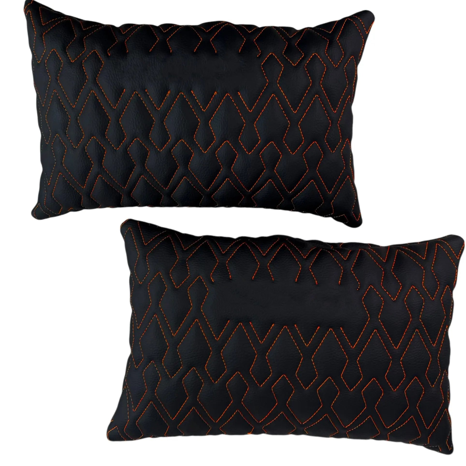 Customizable Black Leather Pillows Set of 2 | Orange Sewing