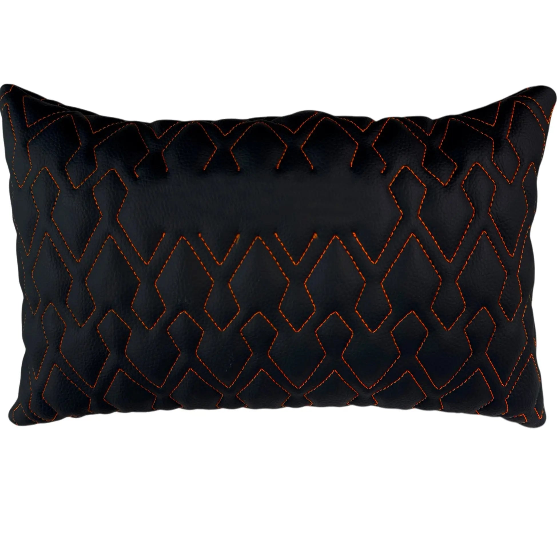 Customizable Black Leather Pillows Set of 2 | Orange Sewing