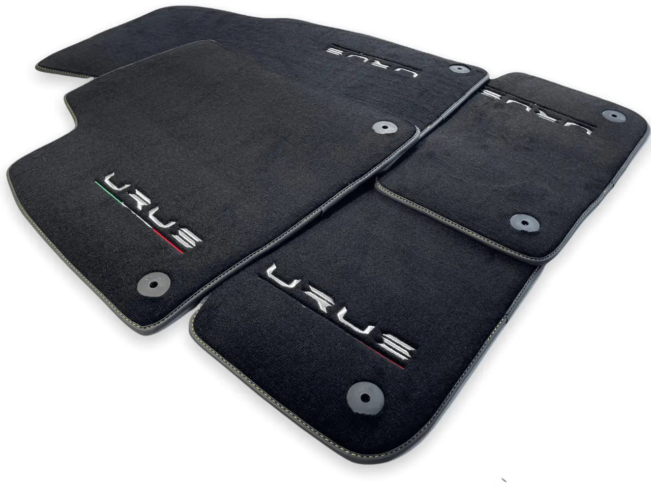 Floor Mats For Lamborghini Urus Black Carpets Yellow Stitching - AutoWin