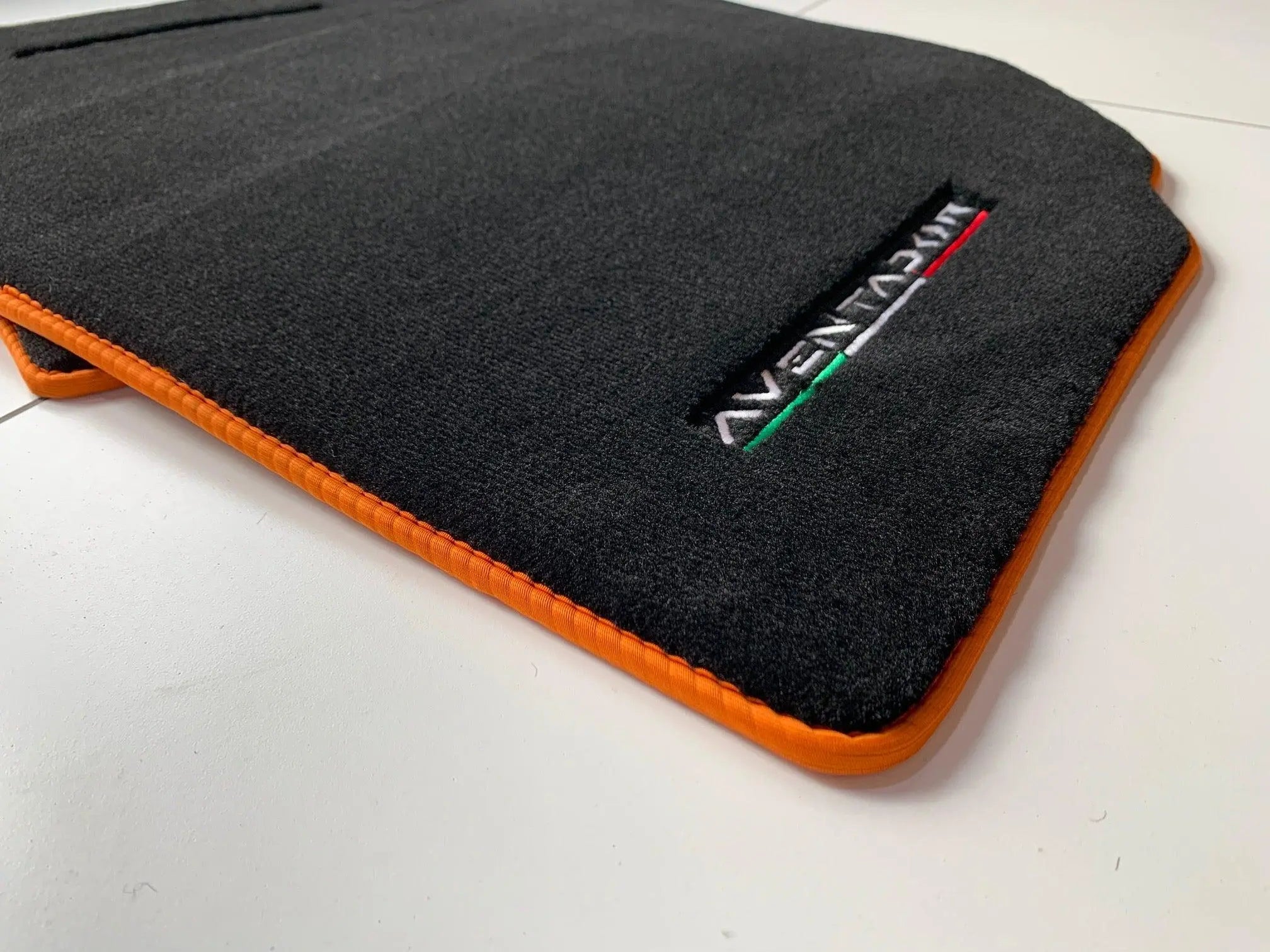 Floor Mats for Lamborghini Aventador | Orange Trim - AutoWin