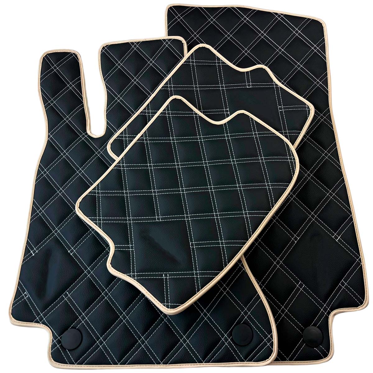 Customizable Black with Beige Trim Floor Mats For Mercedes Benz S-Class Z223 Maybach (2021-2023) 