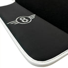 Black Floor Mats for Mini Cooper / One R56 (2007-2014) with Leather | White Trim