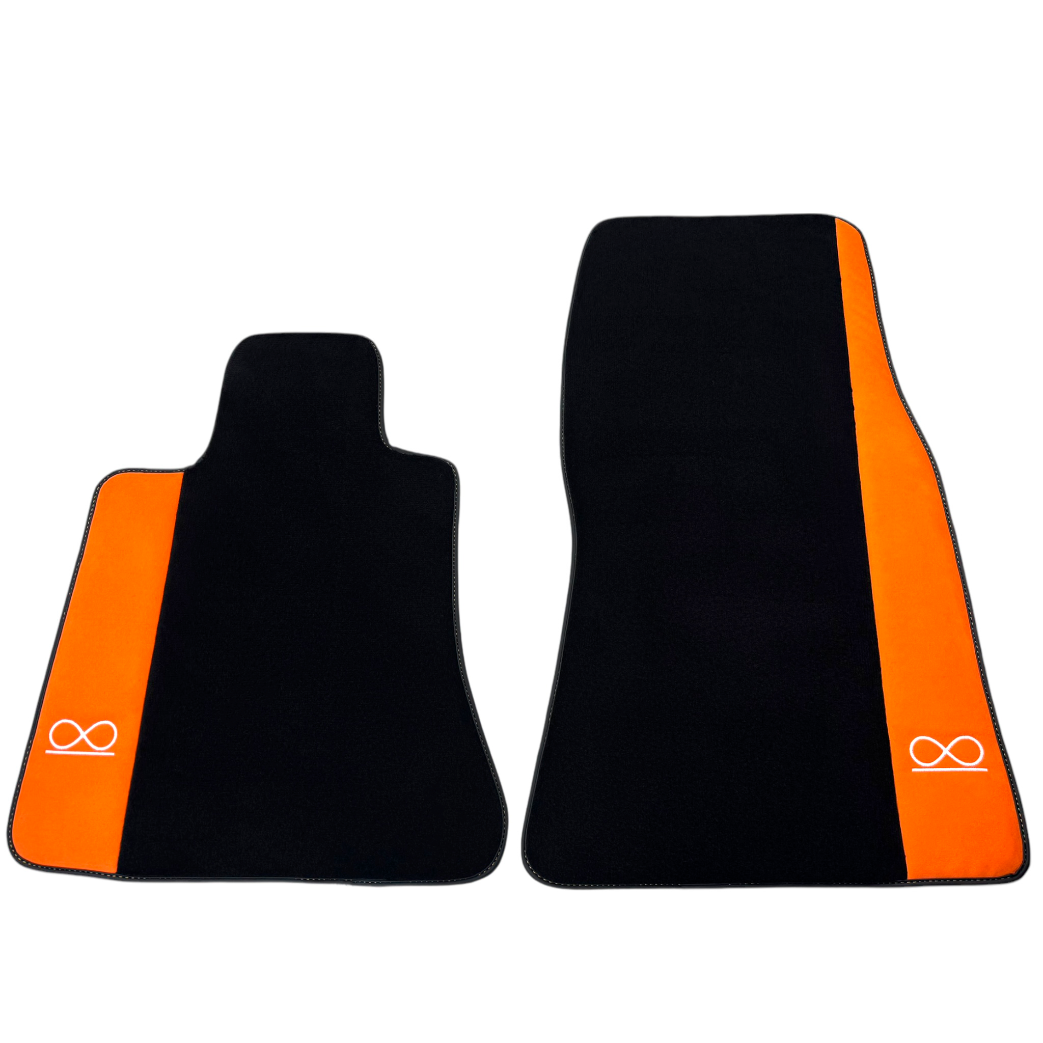 Black Floor Mats for Rolls Royce Black Badge Ghost Series II (2021-2024) with Orange Alcantara