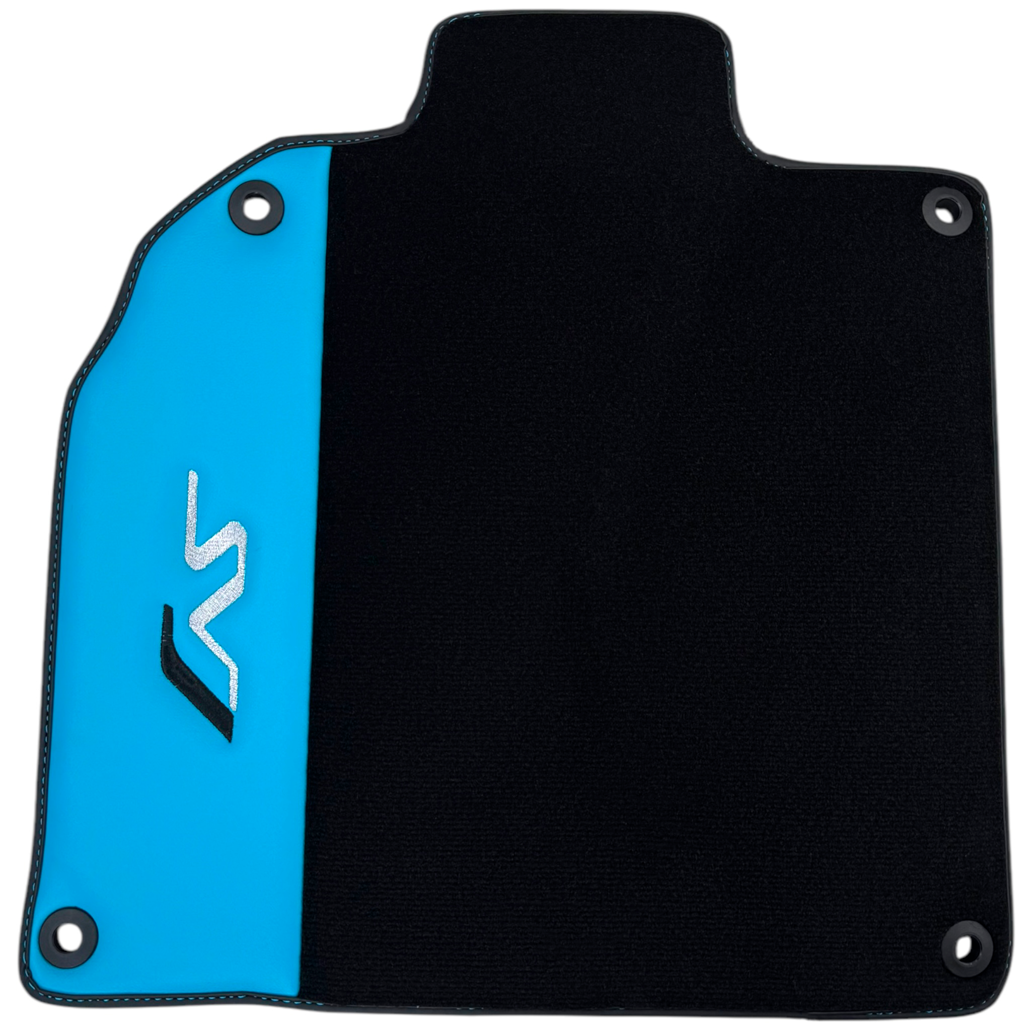 Black Floor Mats for Lamborghini Aventador SVJ with Blue Leather