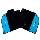 Black Floor Mats for Lamborghini Aventador SVJ with Blue Leather - AutoWin