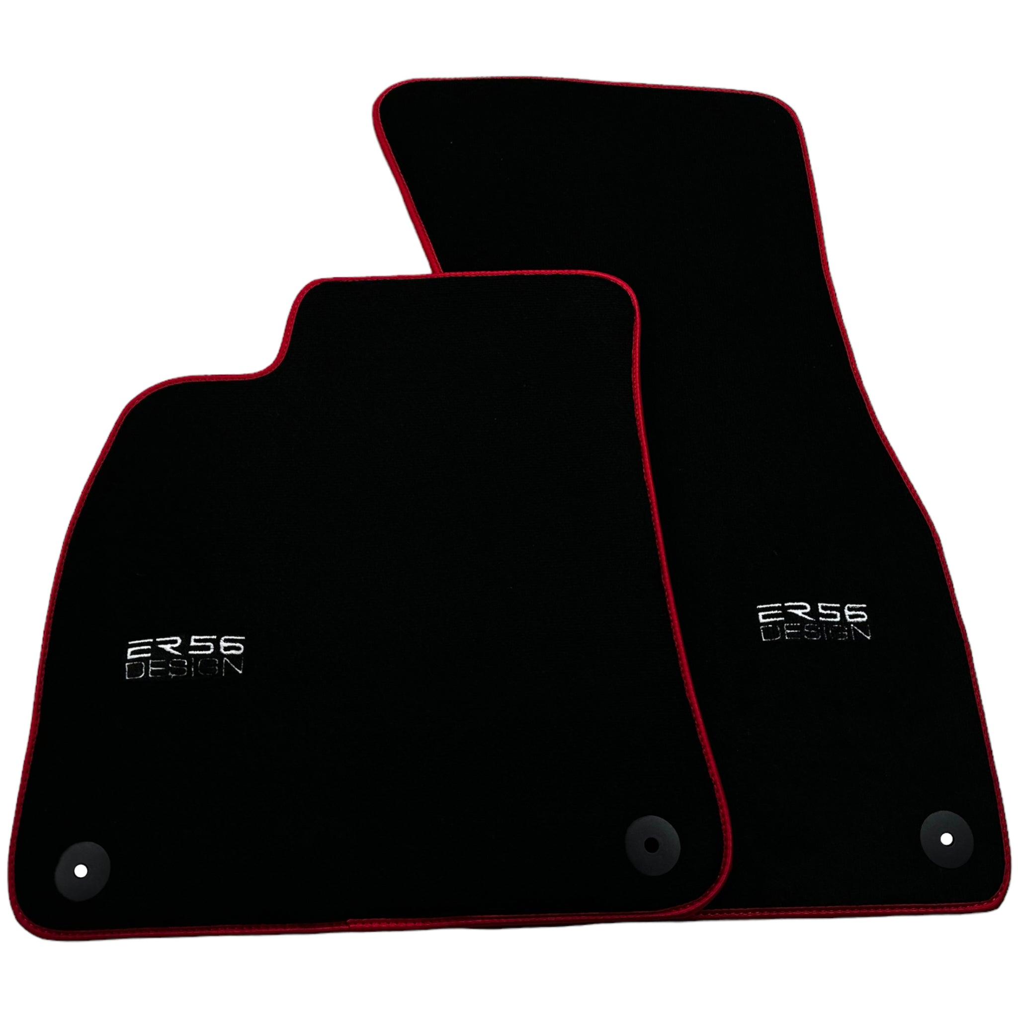 Black Floor Mats For Audi A6 C8 (2018) ER56 Design with Red Trim