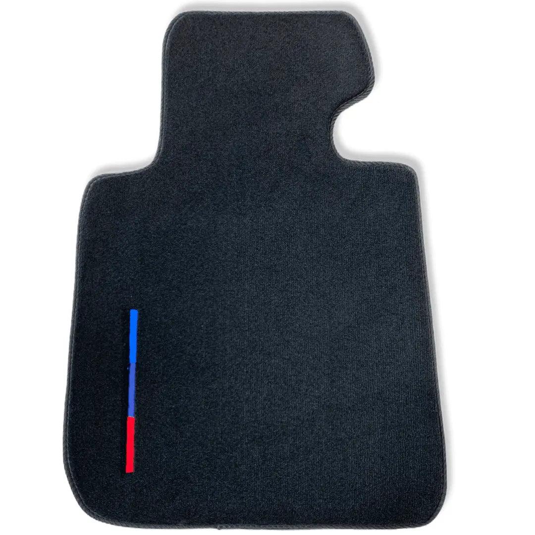 Black Floor Mats For BMW M3 G80 With 3 Color Stripes Tailored Set Perfect Fit - AutoWin