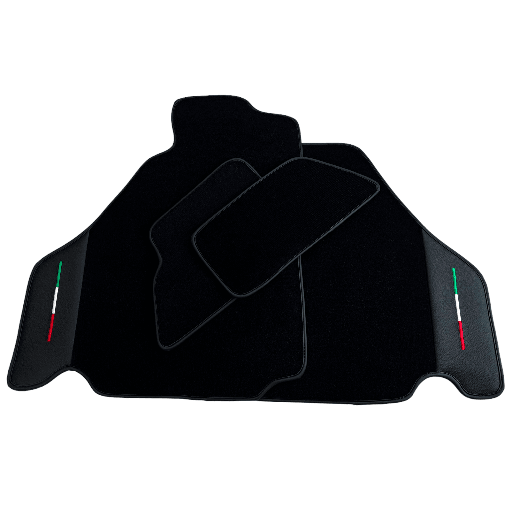 Black Floor Mats for Ferrari F430 (2004-2009) with Leather | Italian Edition - AutoWin