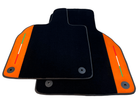 Customizable Black Floor Mats for Lamborghini Aventador With Orange Alcantara Leather