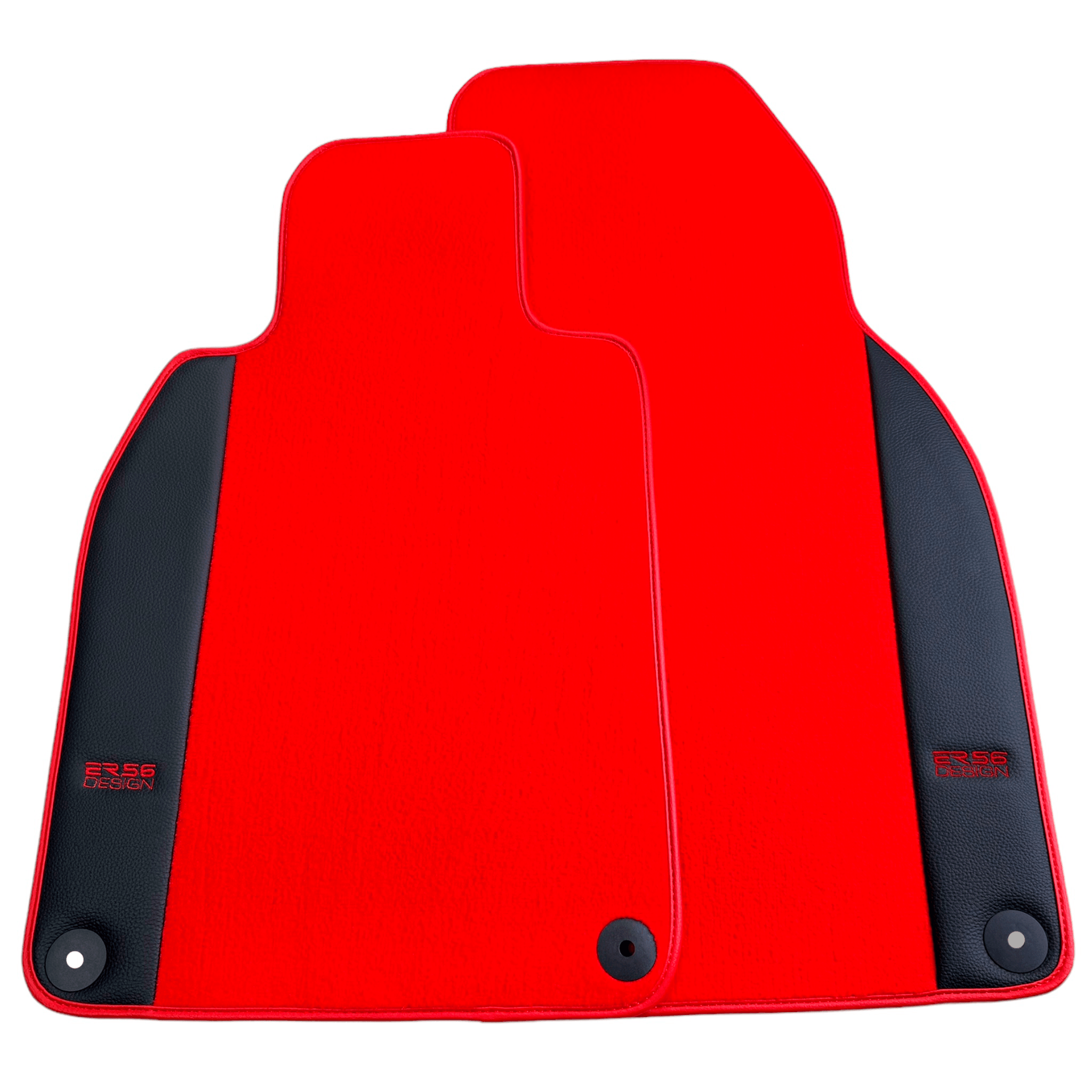 Red Floor Mats for Porsche Macan (2014-2023) with Leather - AutoWin