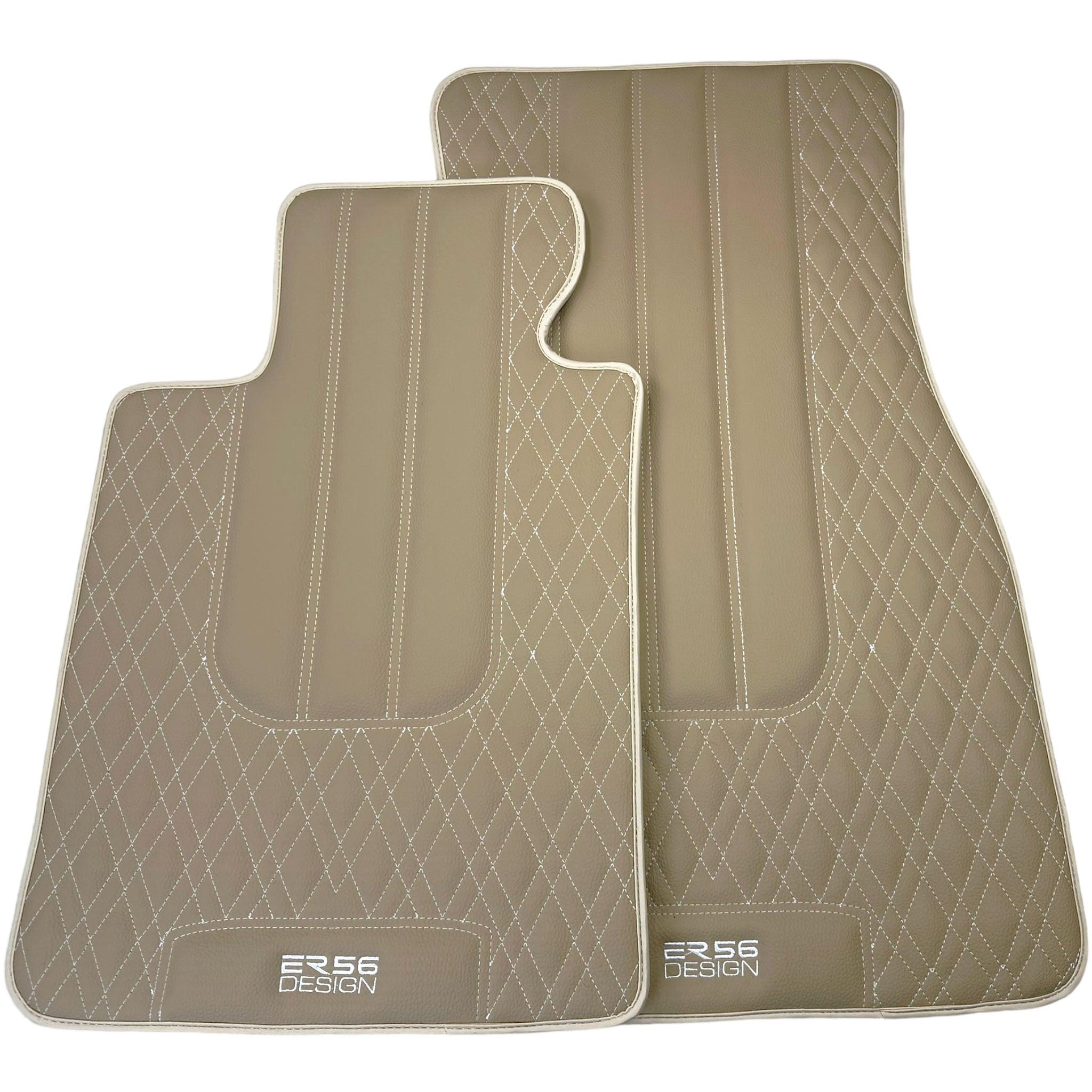 Beige Leather Floor Floor Mats For BMW 6 Series F06 Gran Coupe | Fighter Jet Edition AutoWin Brand |Sky Blue Trim
