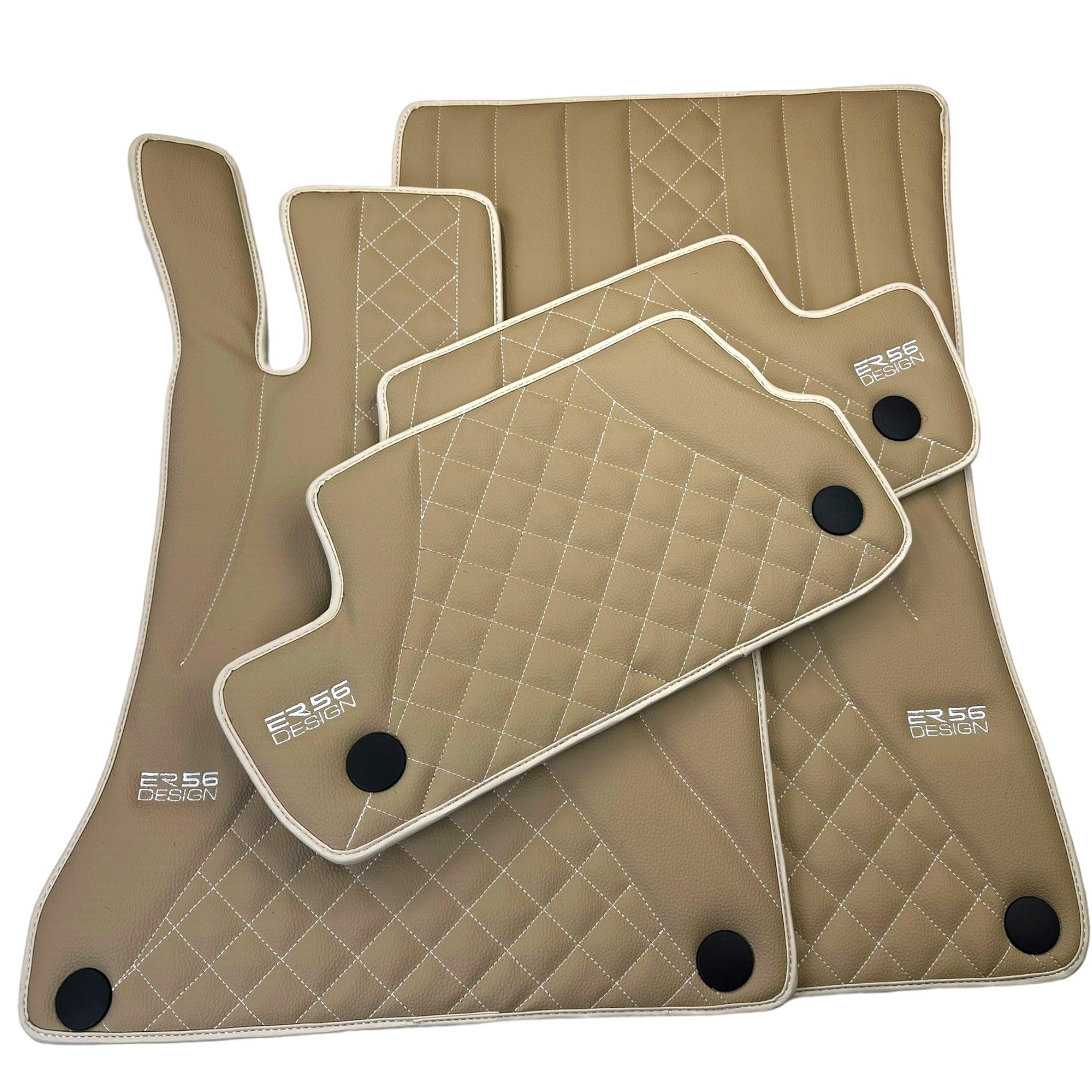 Beige Leather Floor Mats For Mercedes Benz CLA-Class C118 Coupe (2019-2023)
