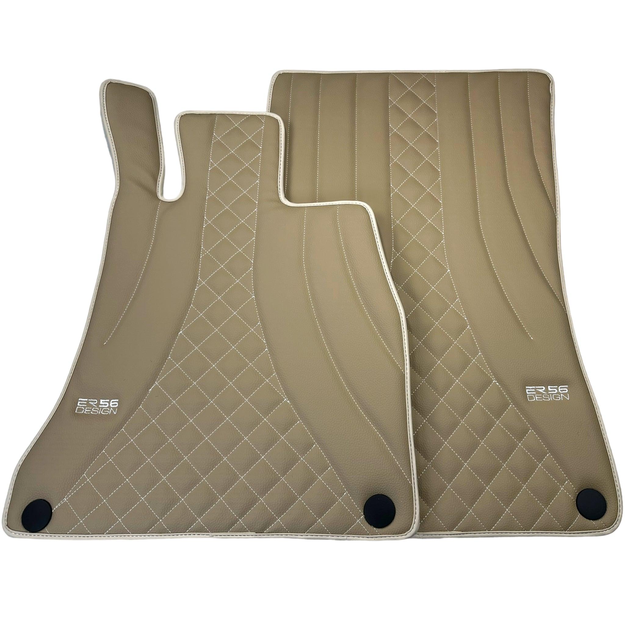 Beige Leather Floor Mats For Mercedes Benz S-Class V222 (2013-2020) Long Wheelbase