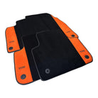 Black Floor Mats for Audi A1 - 5-door Hatchback (2019-2024) Orange Alcantara | ER56 Design