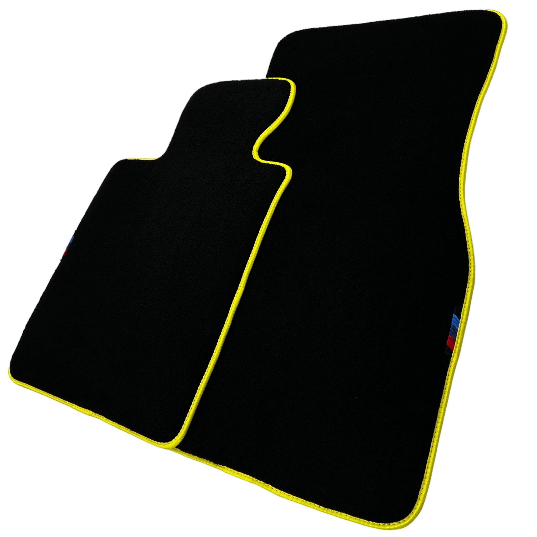 Black Floor Floor Mats For BMW 3 Series E92 | Fighter Jet Edition | Yellow Trim