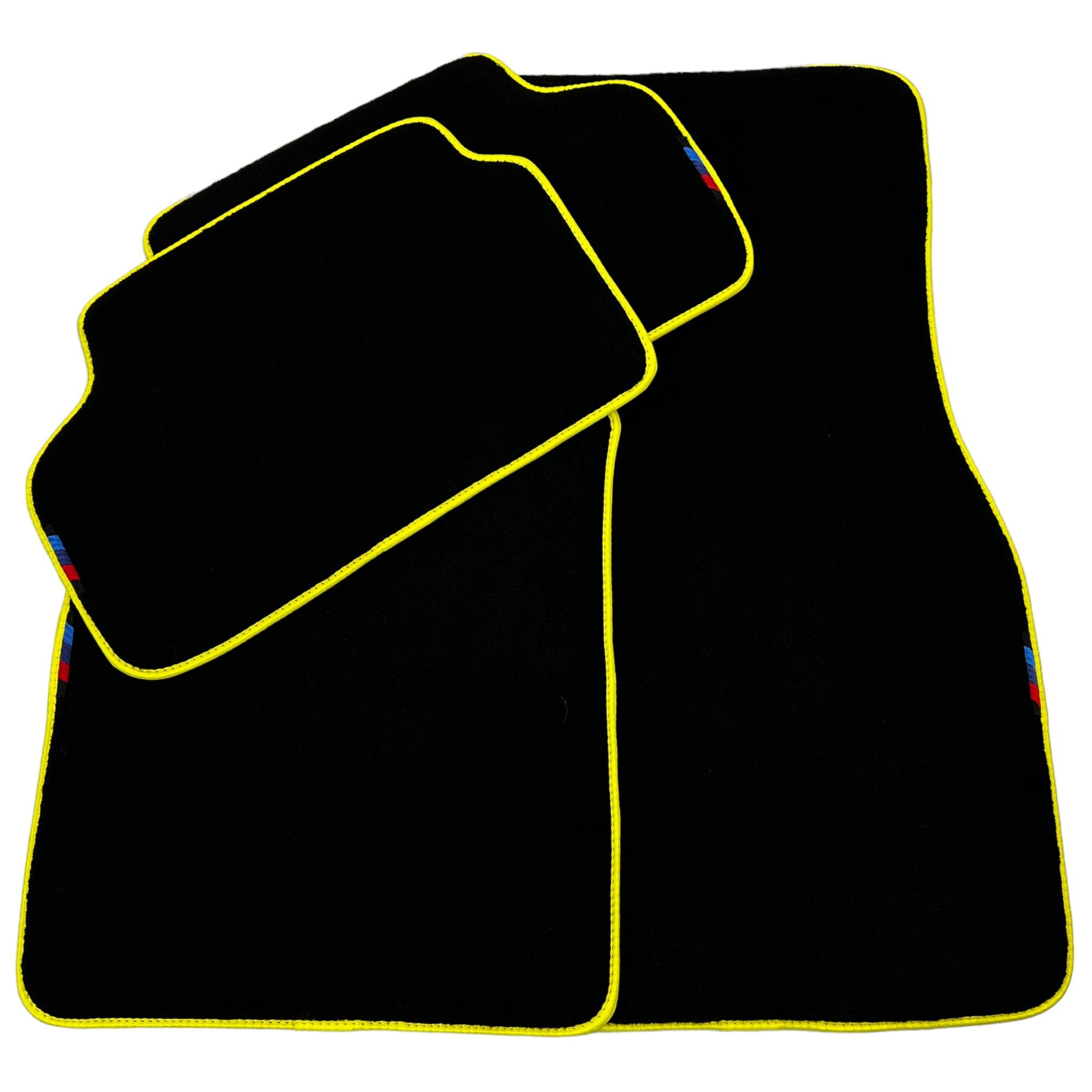 Black Floor Floor Mats For BMW 6 Series F06 Gran Coupe | Fighter Jet Edition AutoWin Brand | Yellow Trim