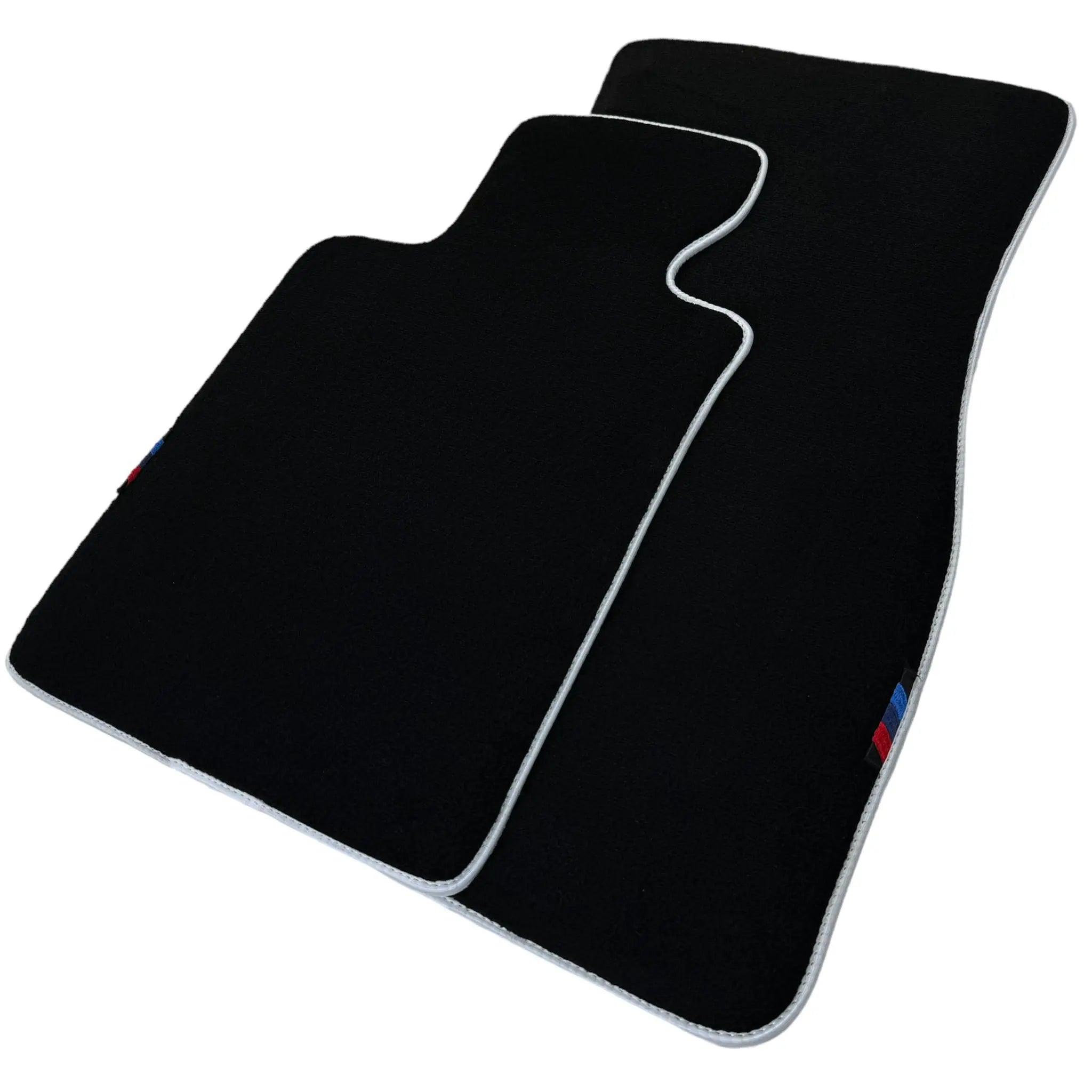 Black Floor Floor Mats For BMW M3 F80 Series | White Trim AutoWin Brand | White Trim