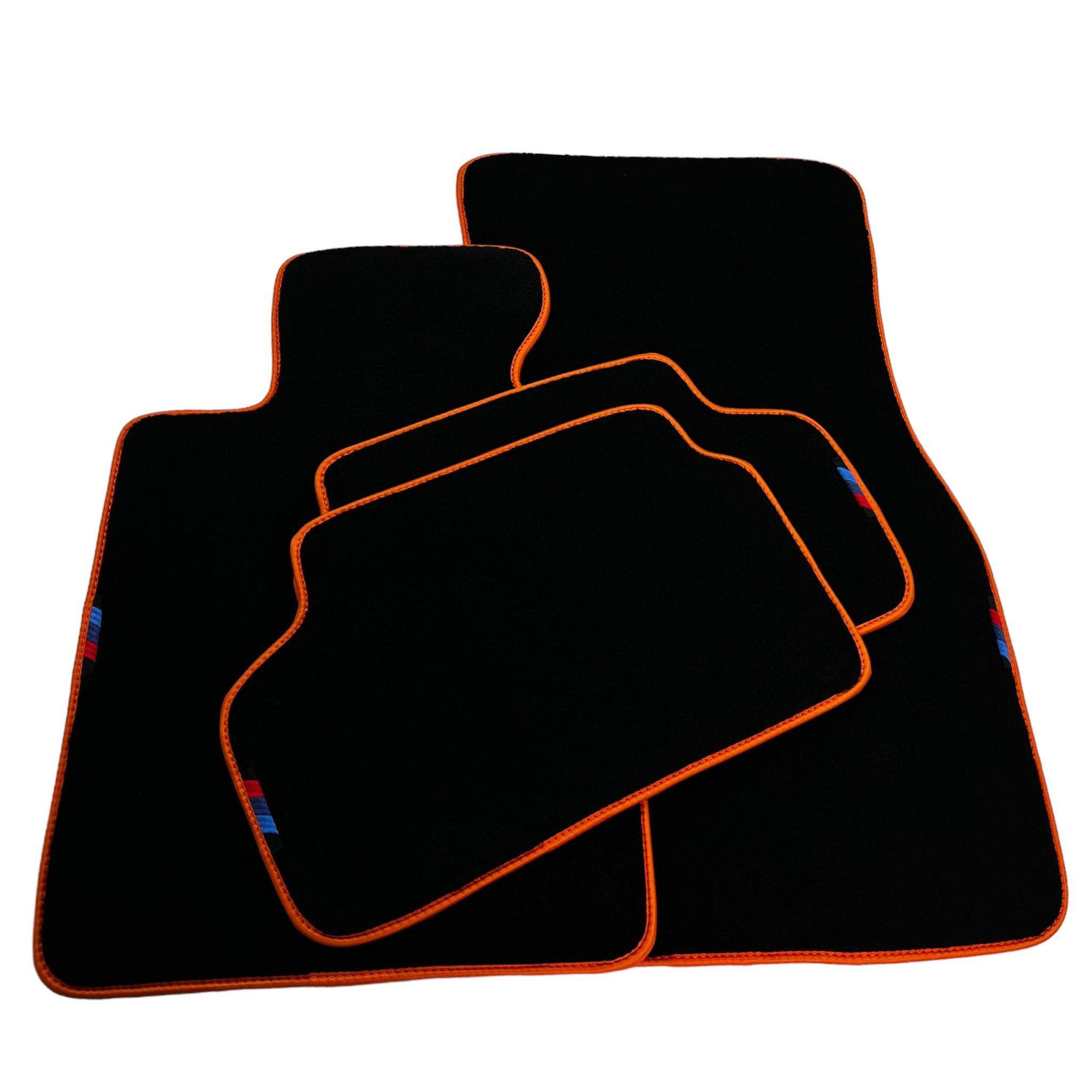 Black Floor Floor Mats For BMW M4 Series F83 | Fighter Jet Edition AutoWin Brand |Orange Trim