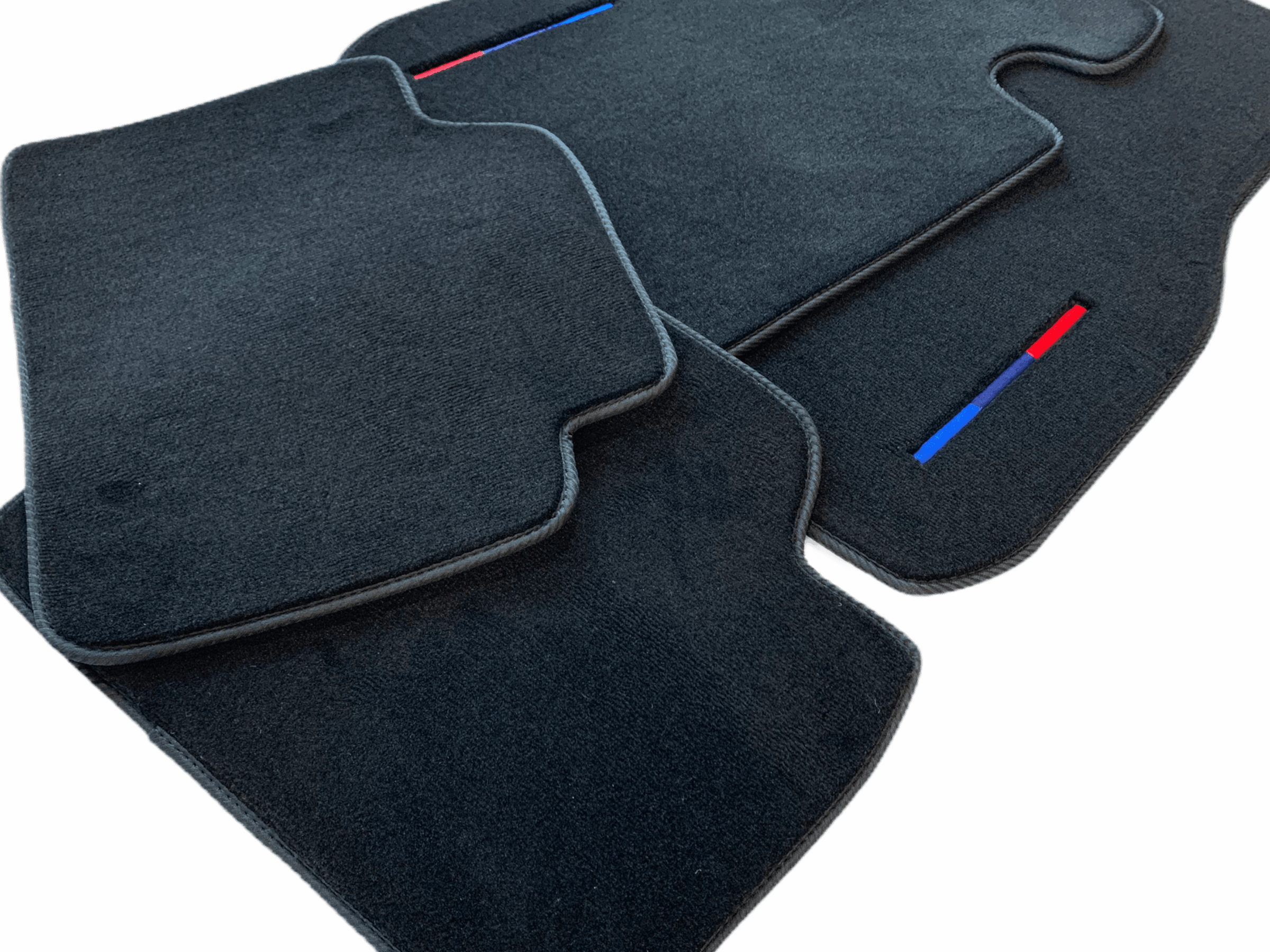 Black Floor Mats For BMW M6 F12 Convertible With 3 Color Stripes Tailored Set Perfect Fit - AutoWin