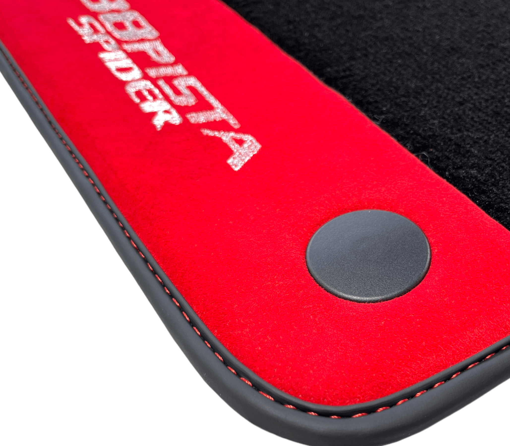 Black Floor Mats For Ferrari 488 Pista Spider 2019-2021 With Red Alcantara Leather - AutoWin