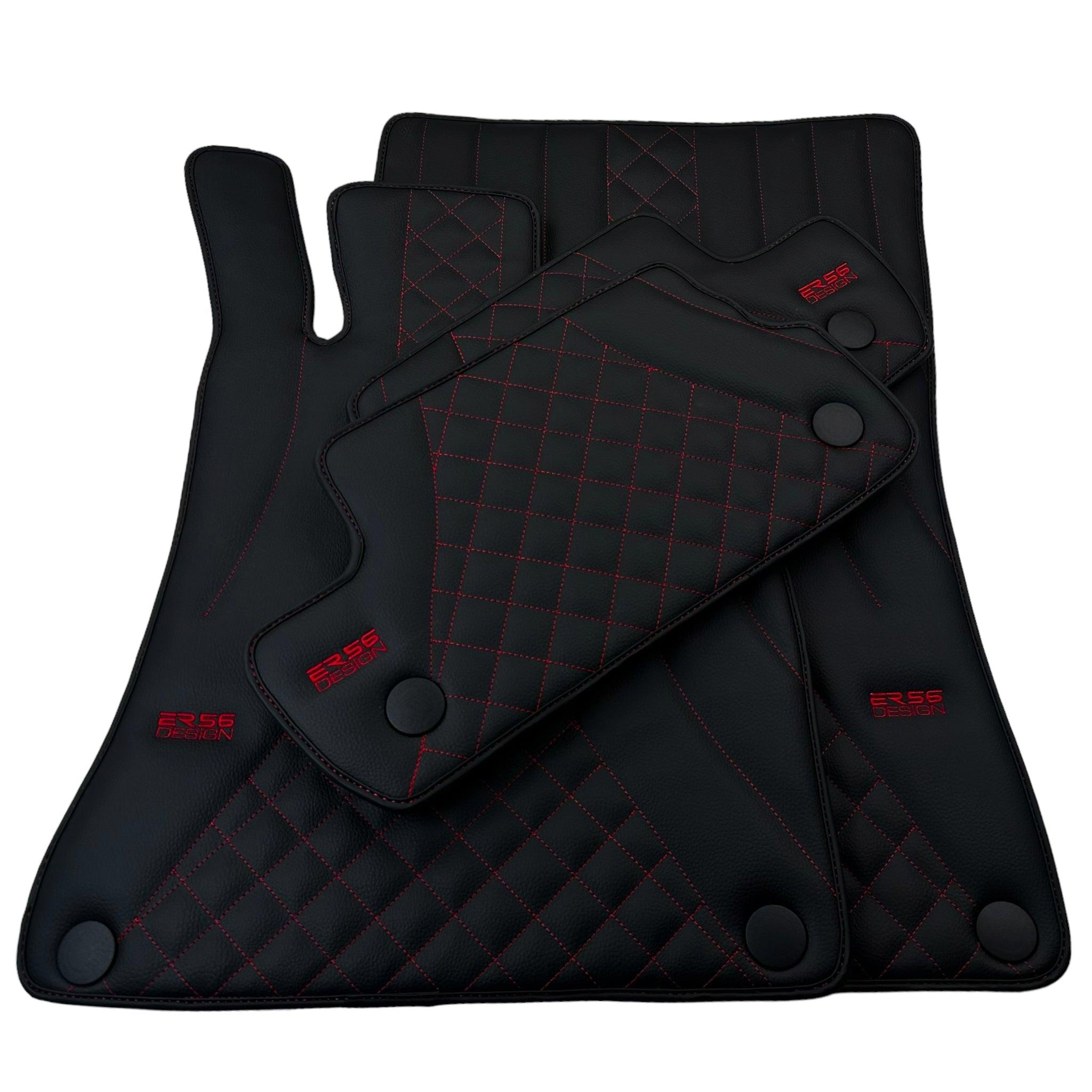 Black Leather Floor Mats For Mercedes Benz GLC-Class X253 SUV (2015-2019)