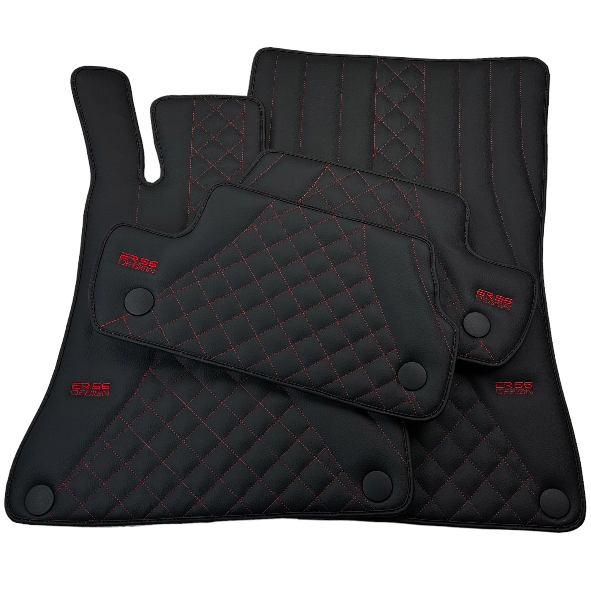 Black Leather Floor Mats For Mercedes Benz S-Class C126 Coupe (1981-1991)