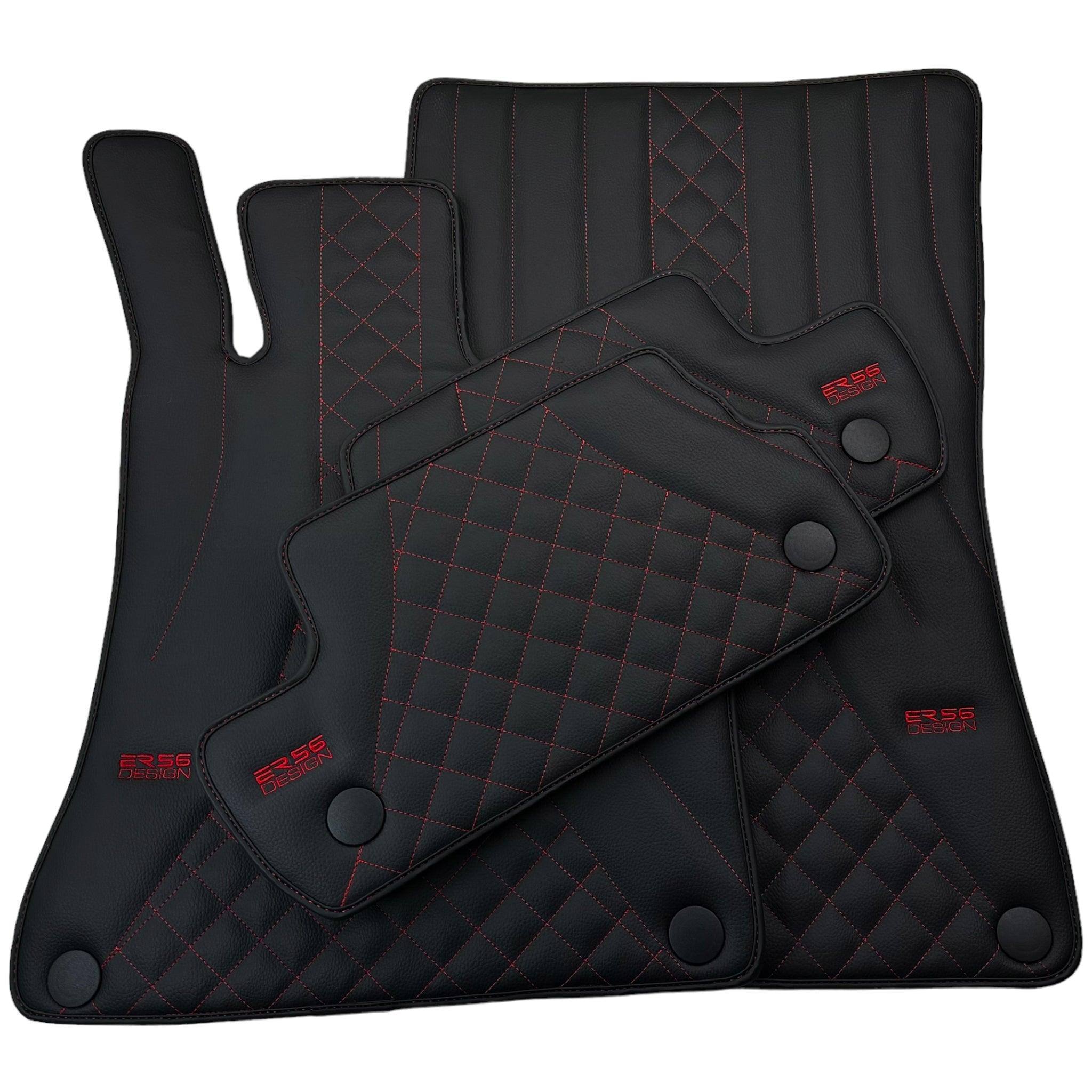 Black Leather Floor Mats For Mercedes Benz S-Class X222 Maybach (2015-2021)