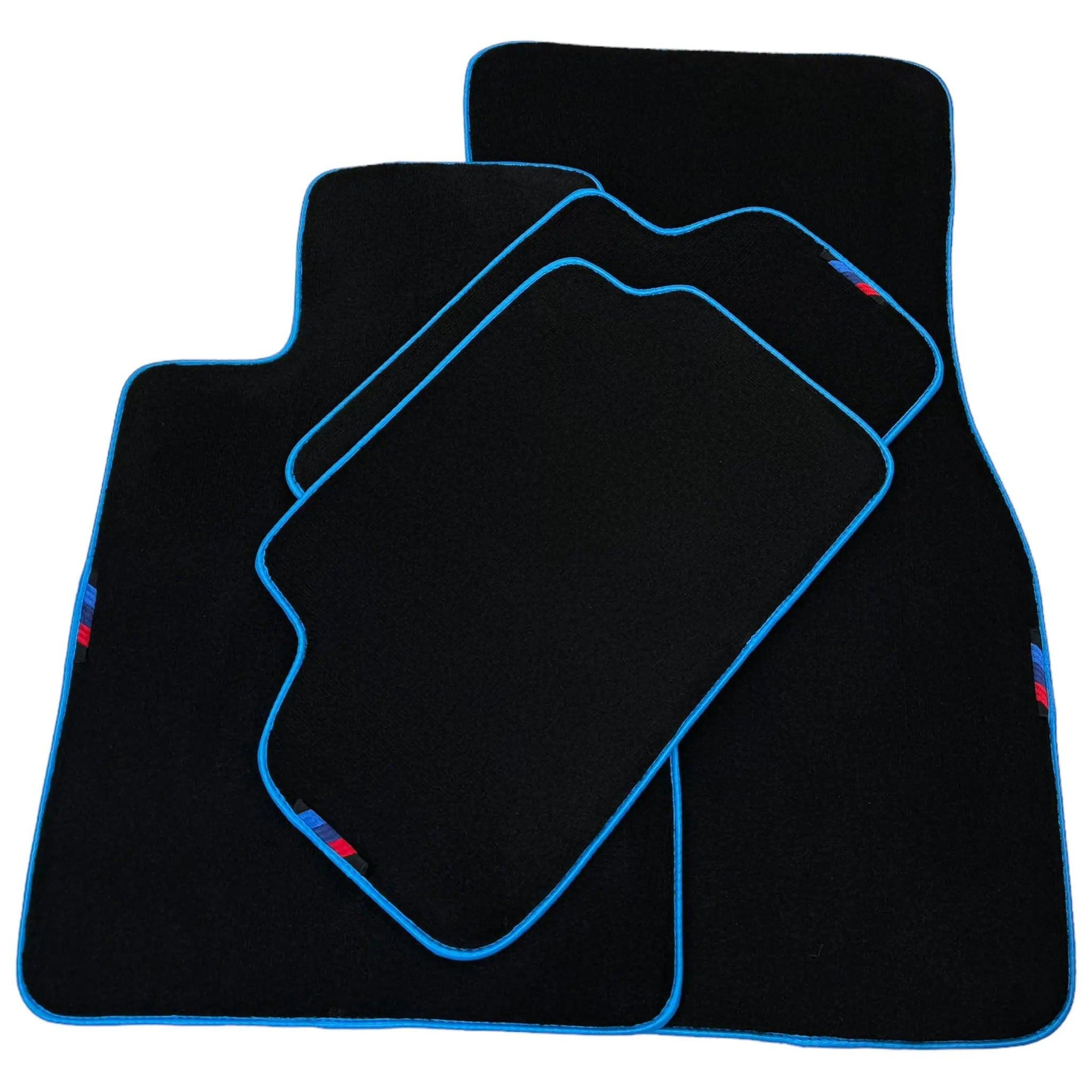 Black Floor Mats For BMW M5 F10 | Sky Blue Trim