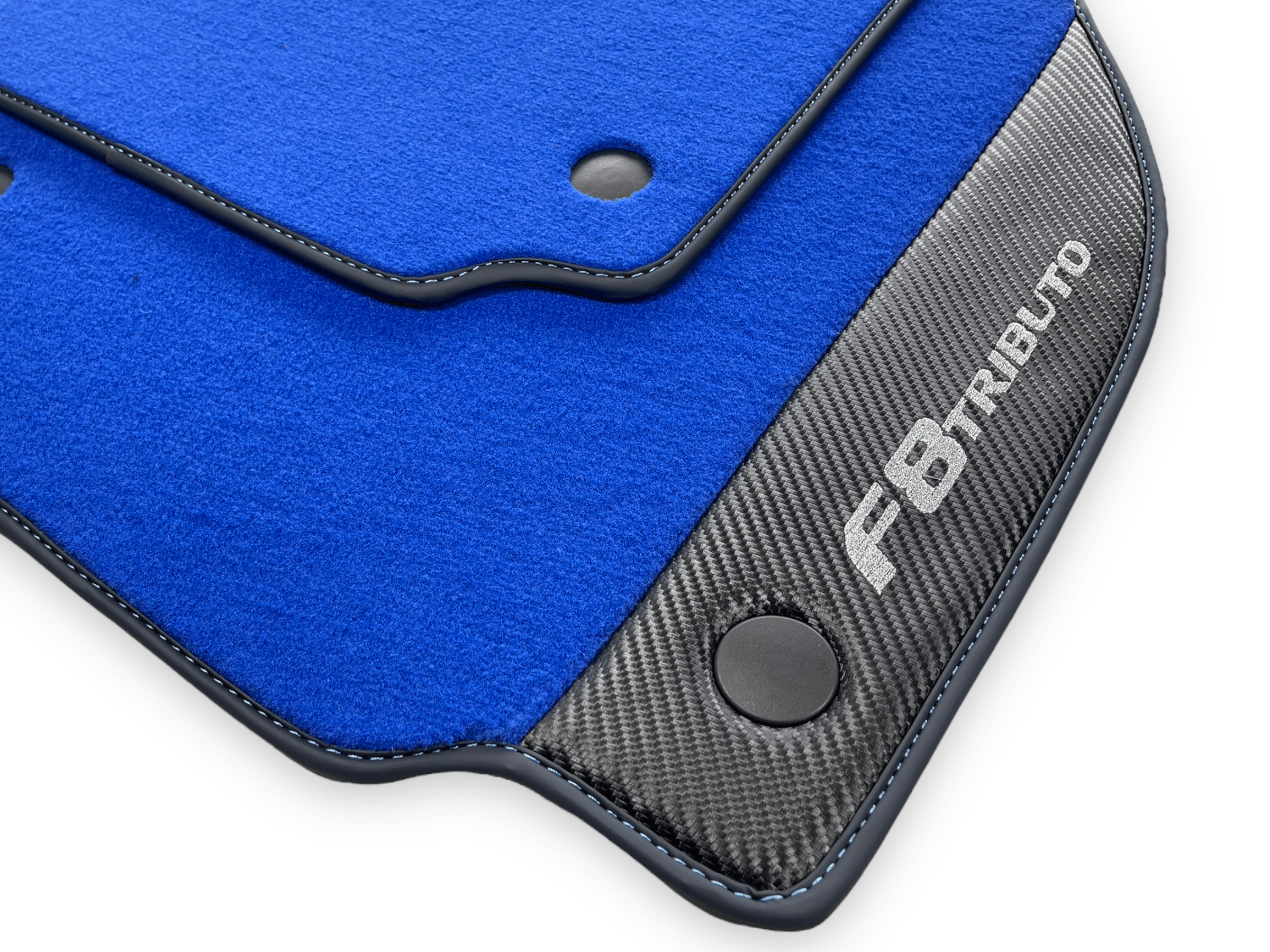 Blue Floor Mats For Ferrari F8 Tributo 2019-2022 With Carbon Leather - AutoWin