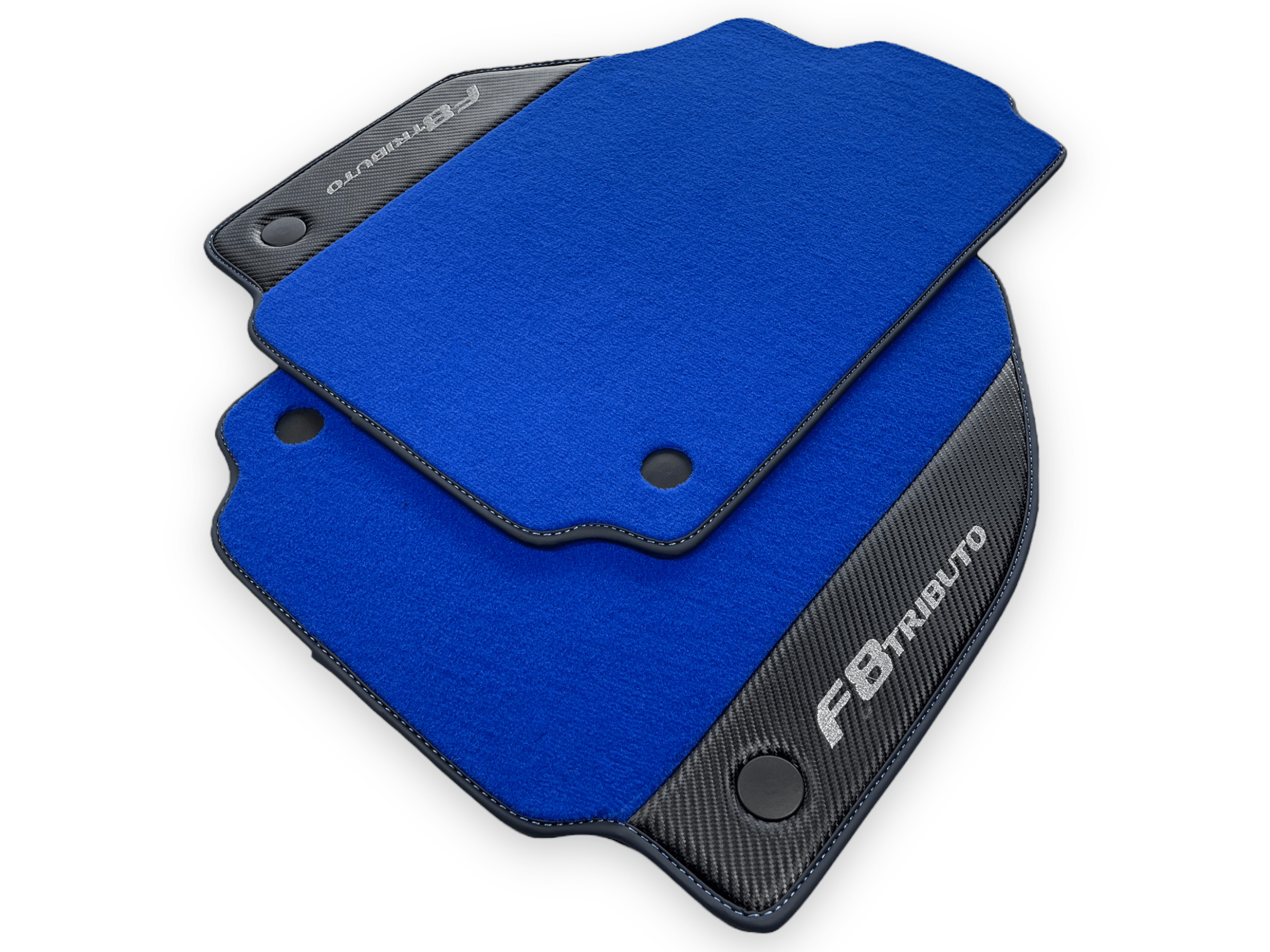 Blue Floor Mats For Ferrari F8 Tributo 2019-2022 With Carbon Leather - AutoWin