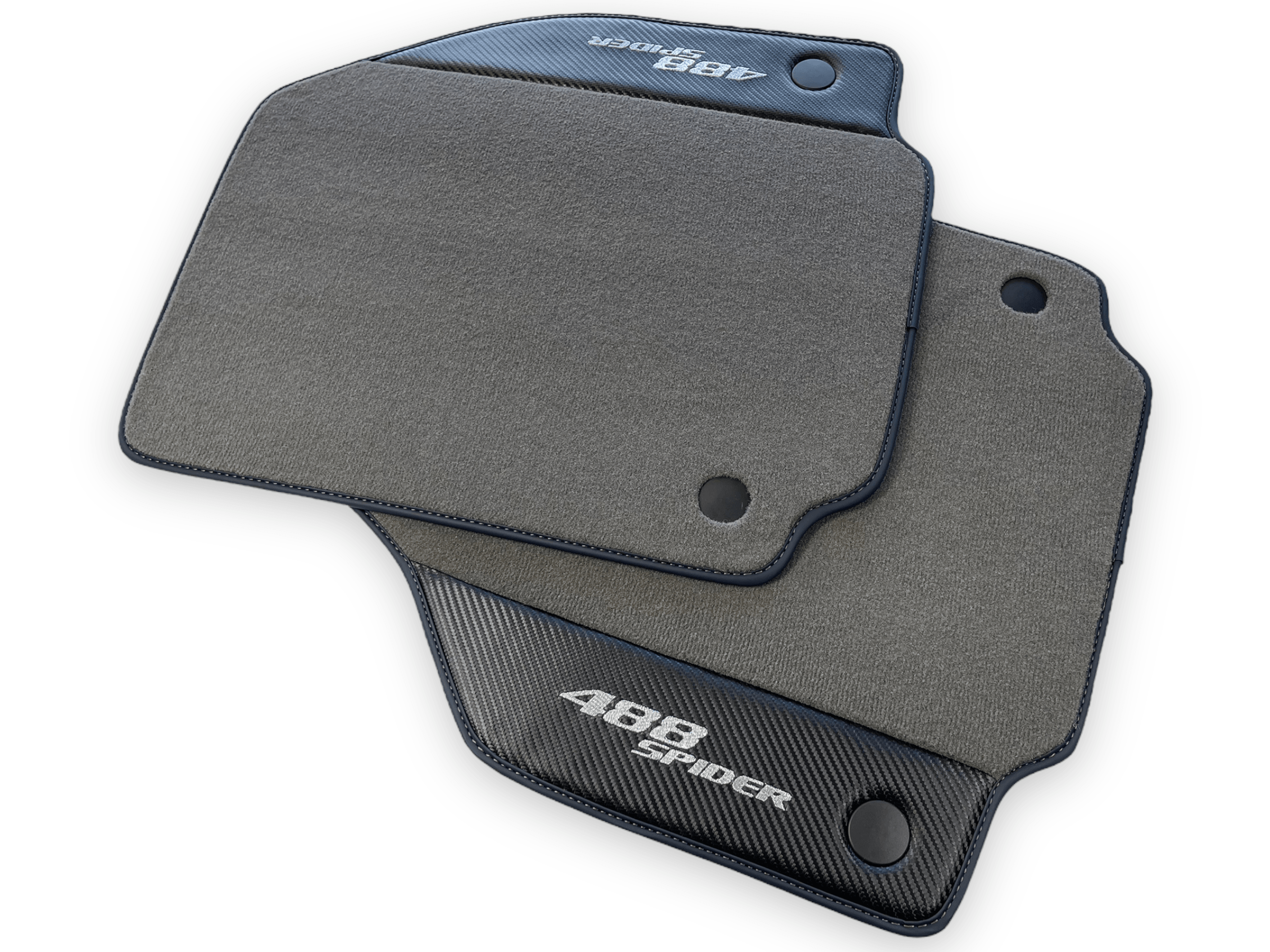 Gray Floor Mats For Ferrari 488 Spider 2015-2022 Carbon Leather - AutoWin
